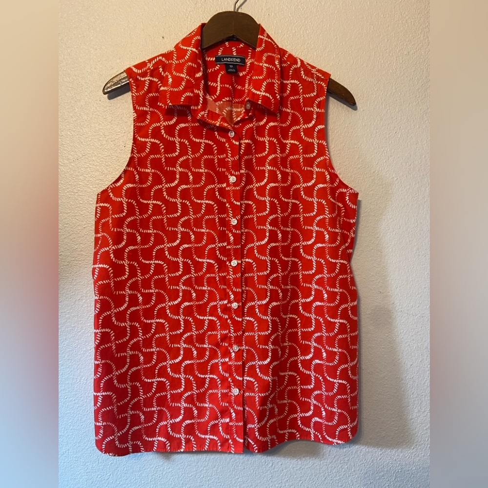Lands’ End Sleeveless Shirt Size 12 - Picture 3 of 11